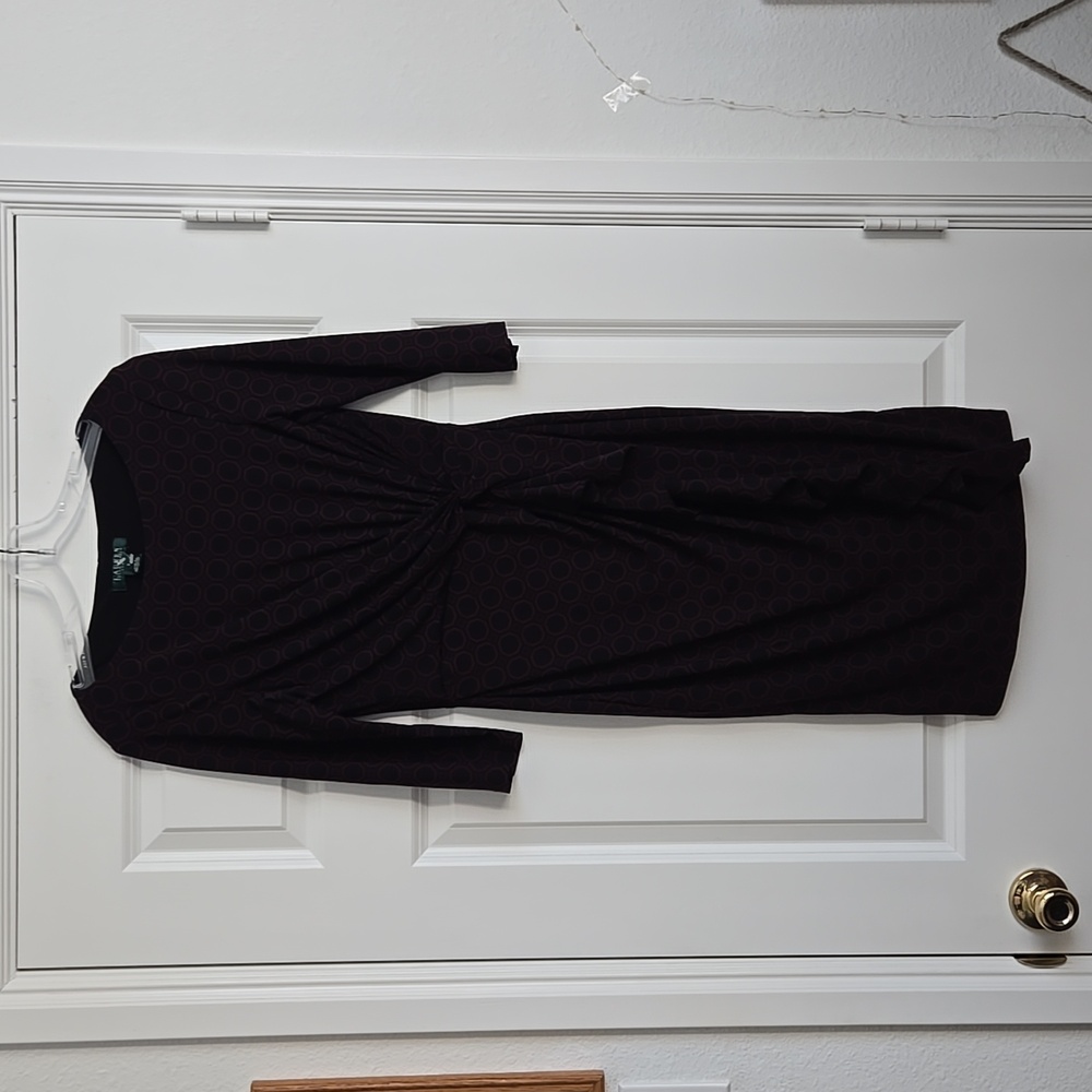 Black and Dark Red ralph lauren long sleeve dress with ruffles